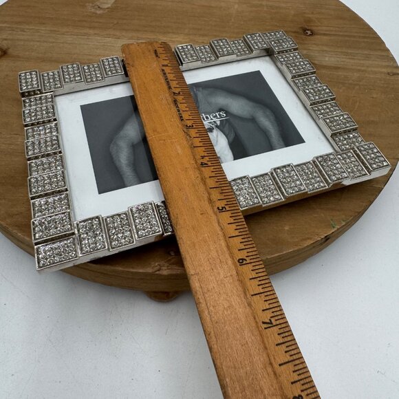 AARON BROTHERS 4 x 6 bling crystal frame shiny bright silver tone picture frame - Picture 8 of 9